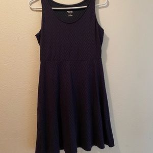 Navy Blue Chevron Pattern Dress